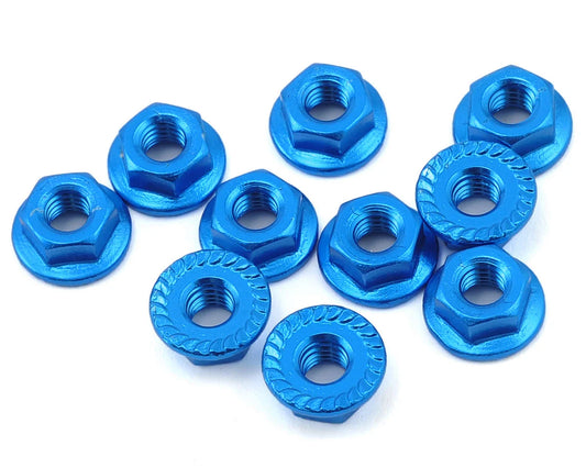 4mm Aluminum Serrated Lock Nut (10) (Dark blue)