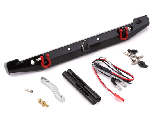 TRX-4/SCX10 II Aluminum Rear Bumper w/LEDs & Tow Hook (Black)