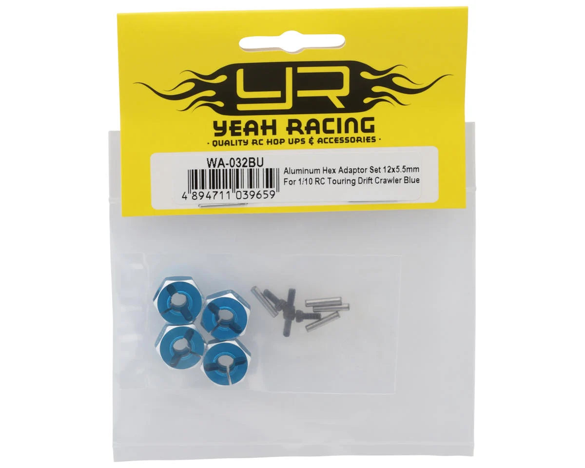 Aluminum 12mm Hex Adaptor Set (Blue) (4) (5.5mm)