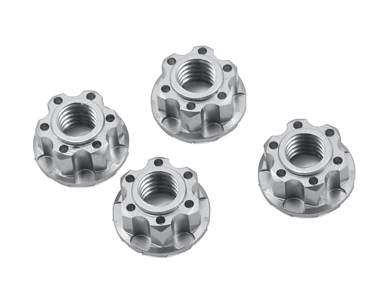4mm Aluminum Serrated Wheel Lock Nut (x4) (Silver)
