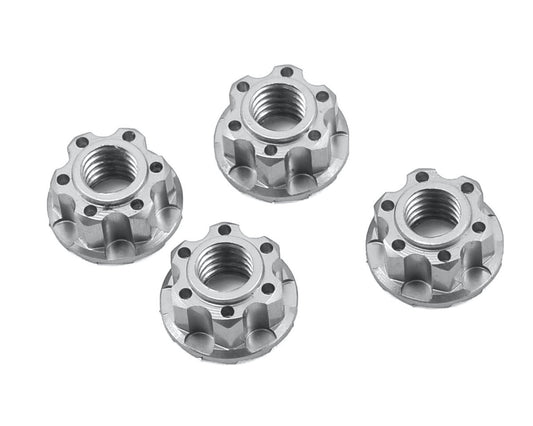 4mm Aluminum Serrated Wheel Lock Nut (x4) (Silver)