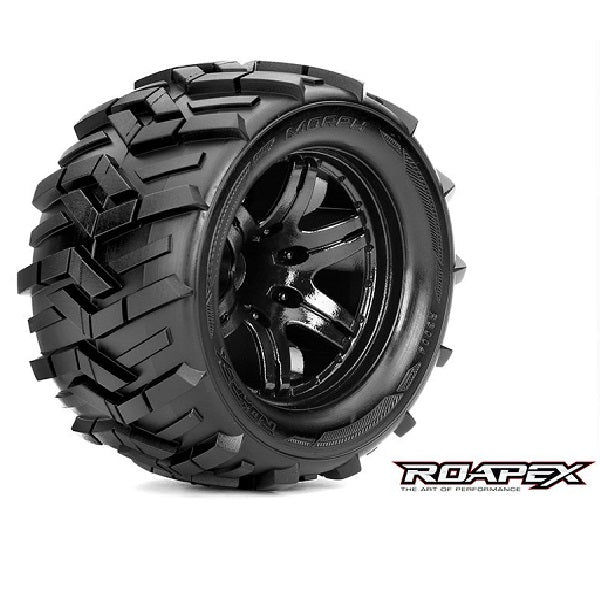 ROPR3004-B2 Morph 1/10 Monster Truck Tires, Black Wheel 12mm Hex (1 pair)
