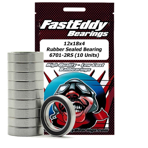 Fast Eddy 12x18x4 Rubber Sealed Bearings 6701-2RS (10)