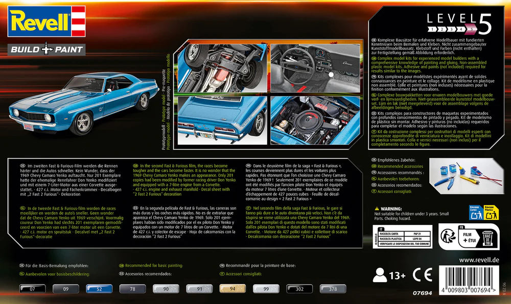 1:25 Fast & Furious 1969 Chevy Camaro Yenko