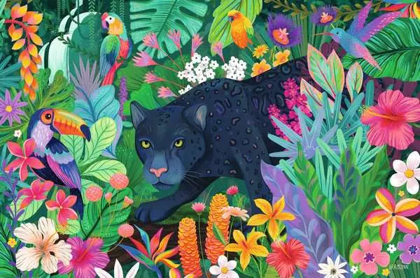 Panther in Flowery Jungle