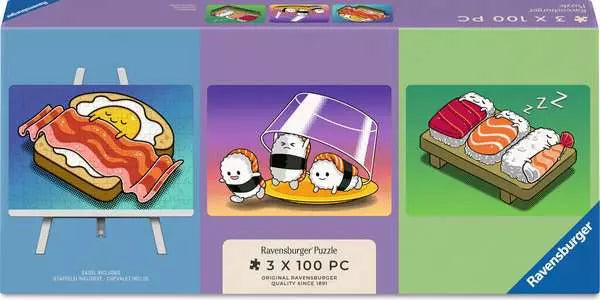 Kawaii Breakfast, Lunch & Dinner Puzzle & Easel Set - 3 in a Box!