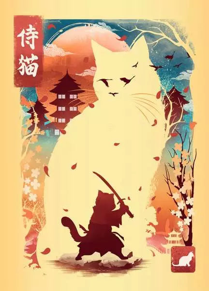 Ukiyo-E Cat Warrior, Red Panda & Dragon Puzzle - 3 in a Box!
