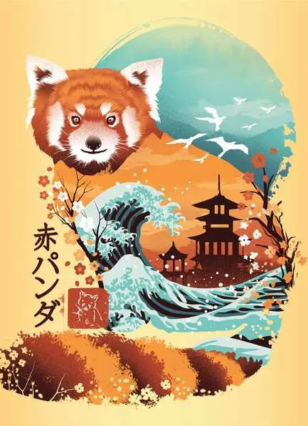 Ukiyo-E Cat Warrior, Red Panda & Dragon Puzzle - 3 in a Box!