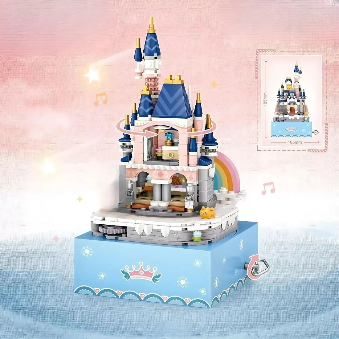 Princess and Castle Rotating Music Box Building Brick Set