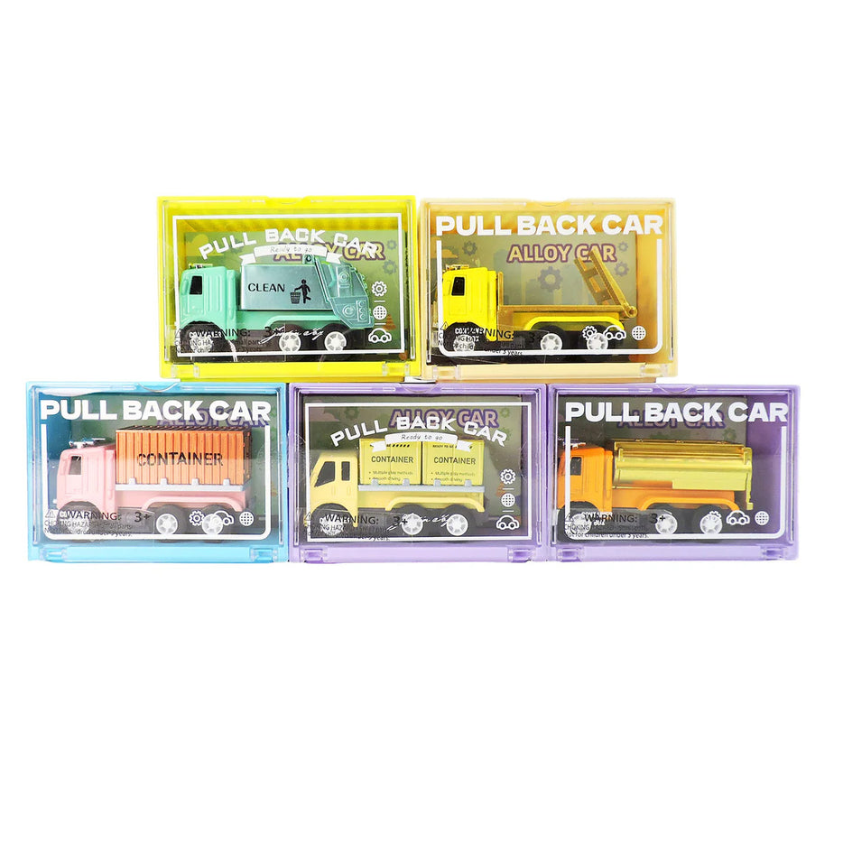Diecast Metallic Pull-Back Truck in Container
