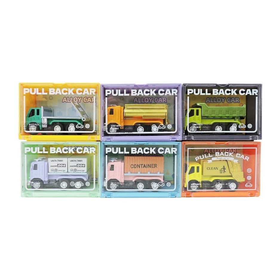 Diecast Metallic Pull-Back Truck in Container