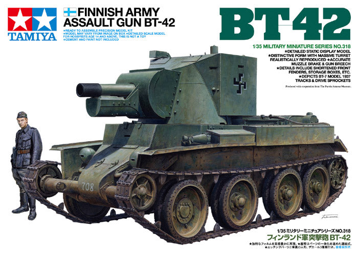 1/35 Finnish Army Assault Gun BT-42 Armored Vehicle Kit w/Army Figure