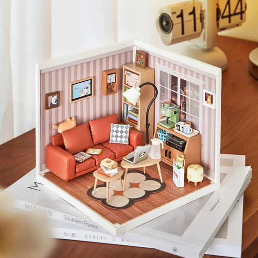 Cozy Living Lounge DIY Miniature 3D Plastic Model Kit