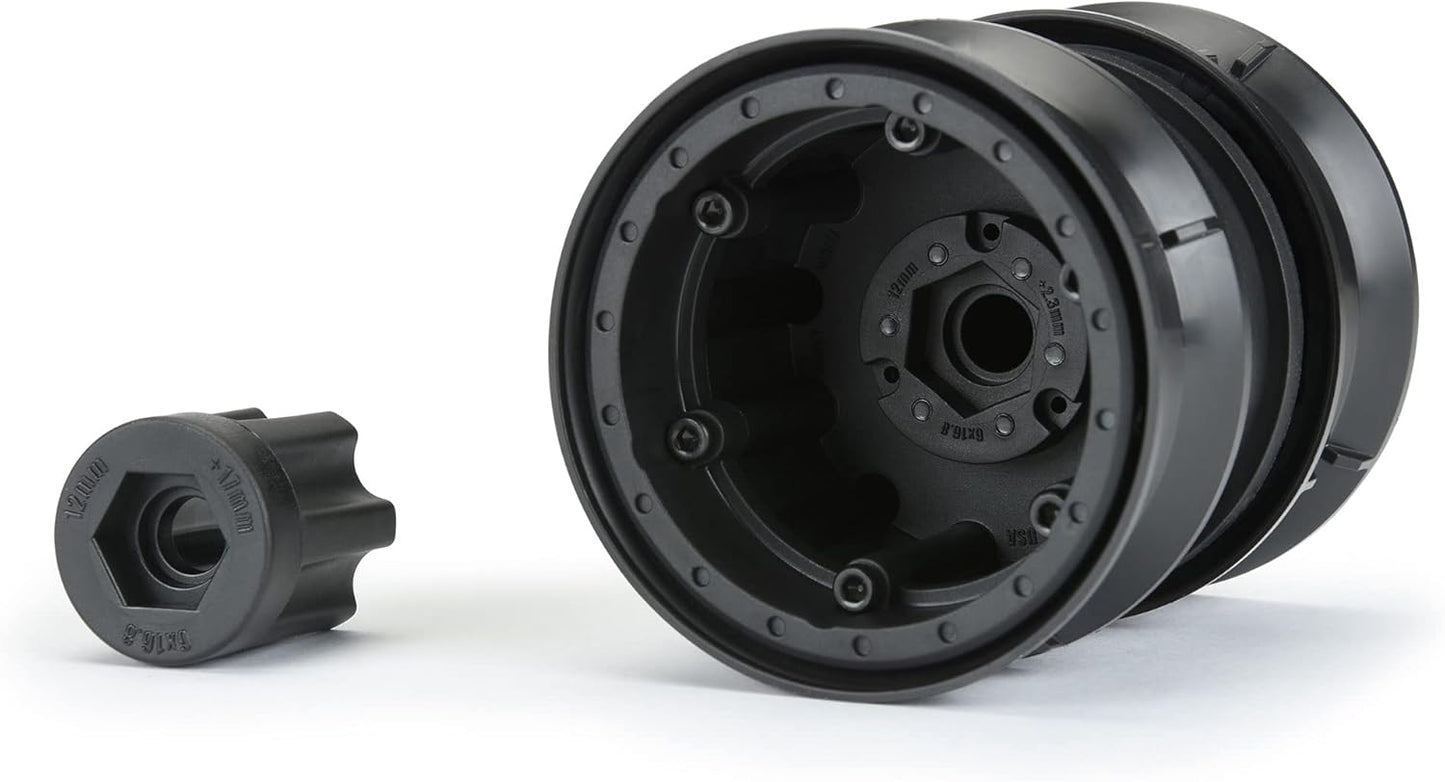 1/10 Carbine Front/Rear 1.9" 12mm Rock Crawler Wheels (2) Black