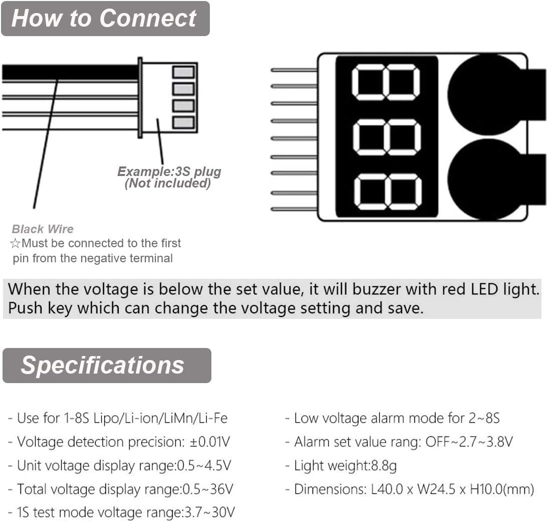 LIPO/Li-ION Battery Voltage Tester / Alarm