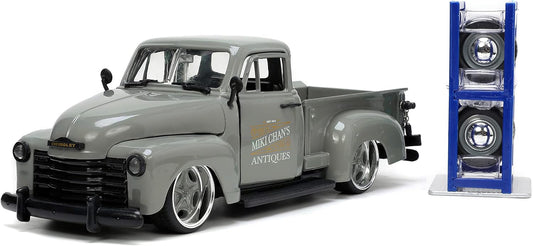 Jada Toys Just Trucks 1:24 1953 Chevy Pickup Die-cast Truck Gray with Tire Rack