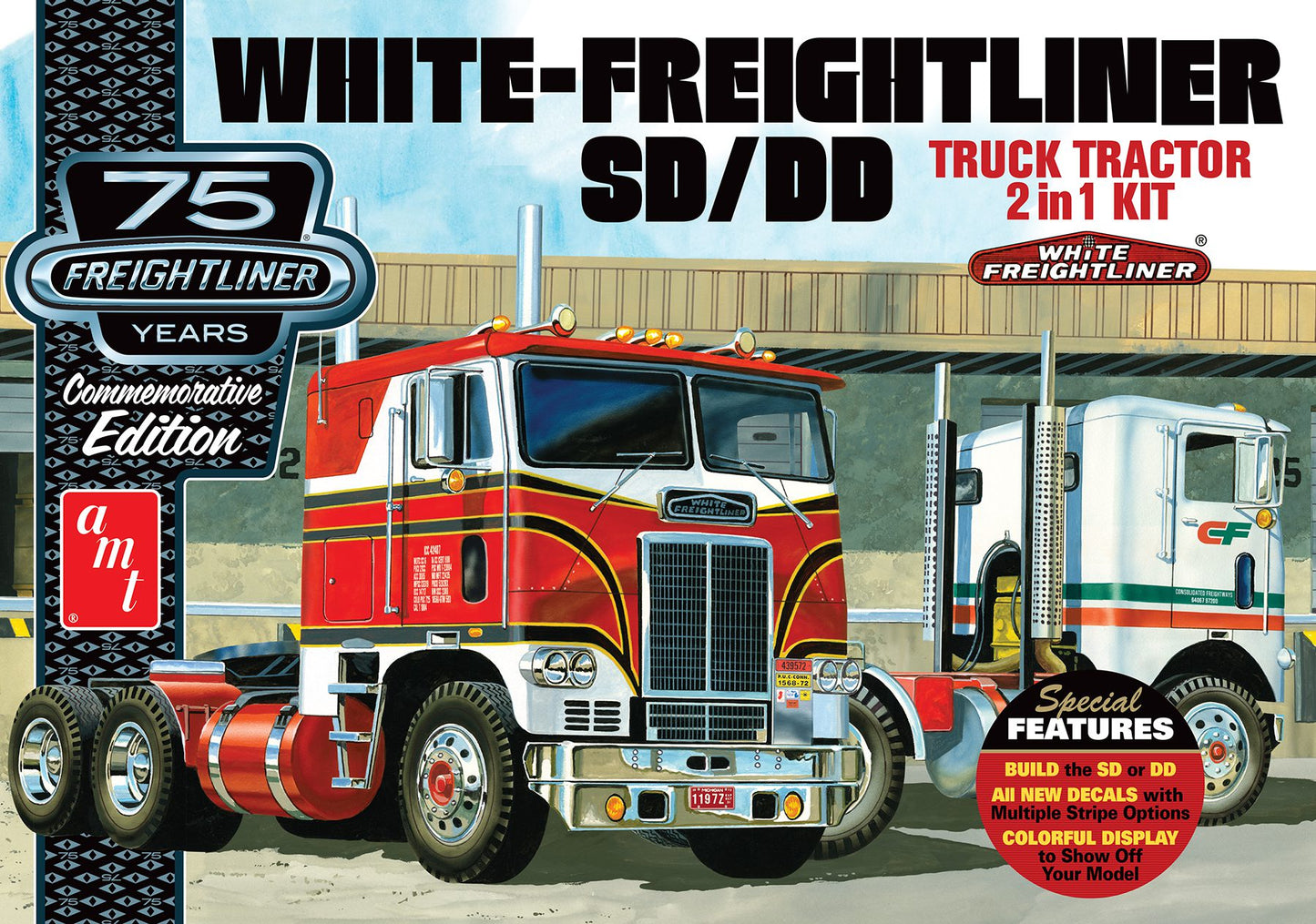 1/25 White Freightliner 2-IN-1 SD-DD CABOVER (75TH ANNIVERSARY)
