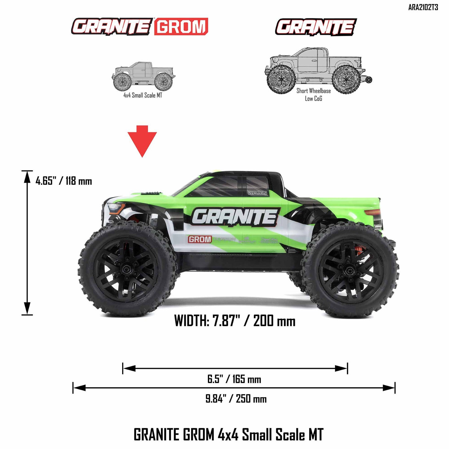 Arrma Granite Grom   4x4 Small Scale MT, Green