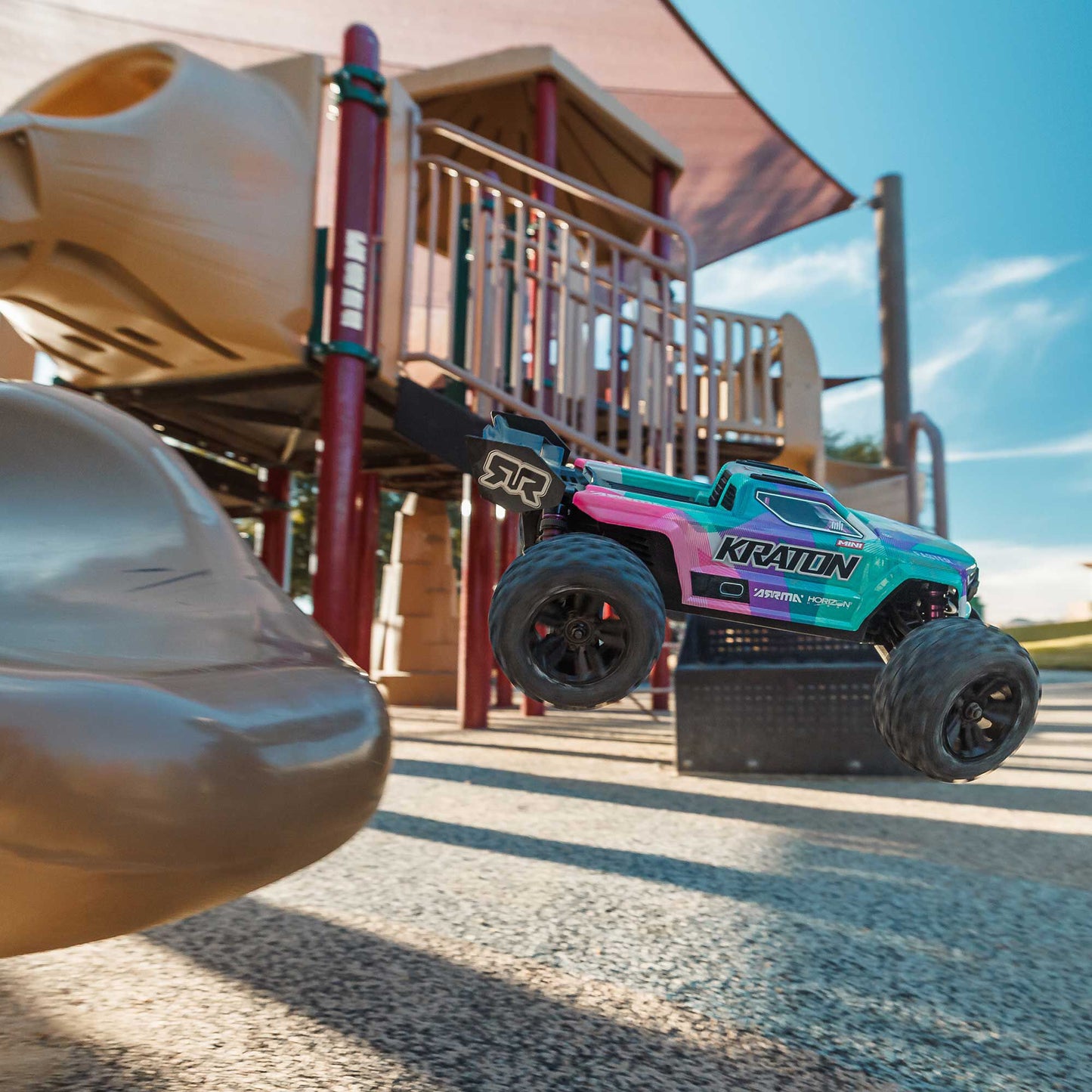 1/16 Mini KRATON 3S DSC 4X4 RTR Brushless Speed Truck - Teal/Pink