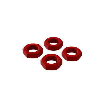 Aluminum Wheel Nut, 17mm Red (x4)