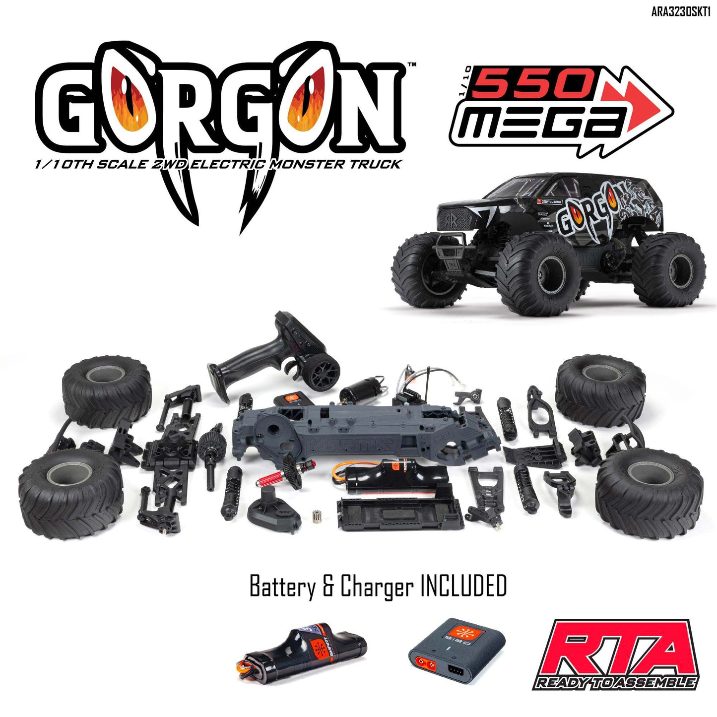 GORGON 4X2 Monster Truck Ready-To-Assemble KIT with Battery & Charger