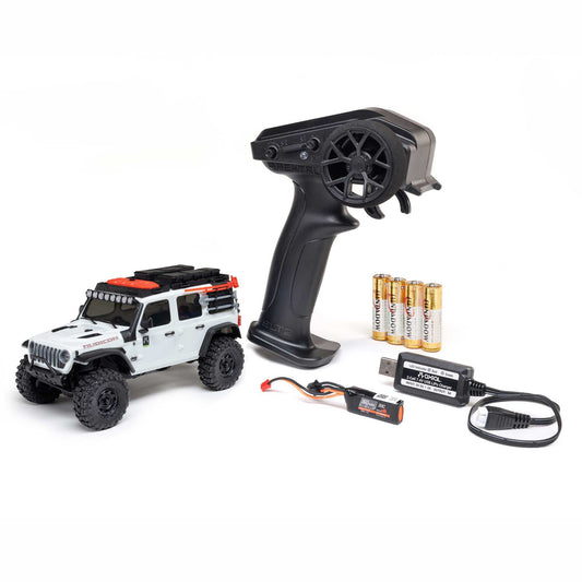 1/30 SCX30 Jeep Wrangler JLU 4X4 RTR Brushed Rock Crawler - White PREORDER