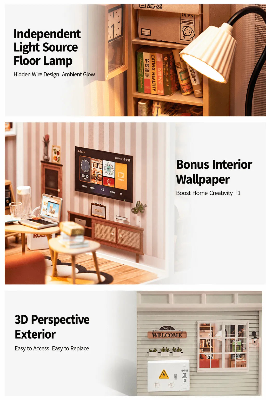 Cozy Living Lounge DIY Miniature 3D Plastic Model Kit
