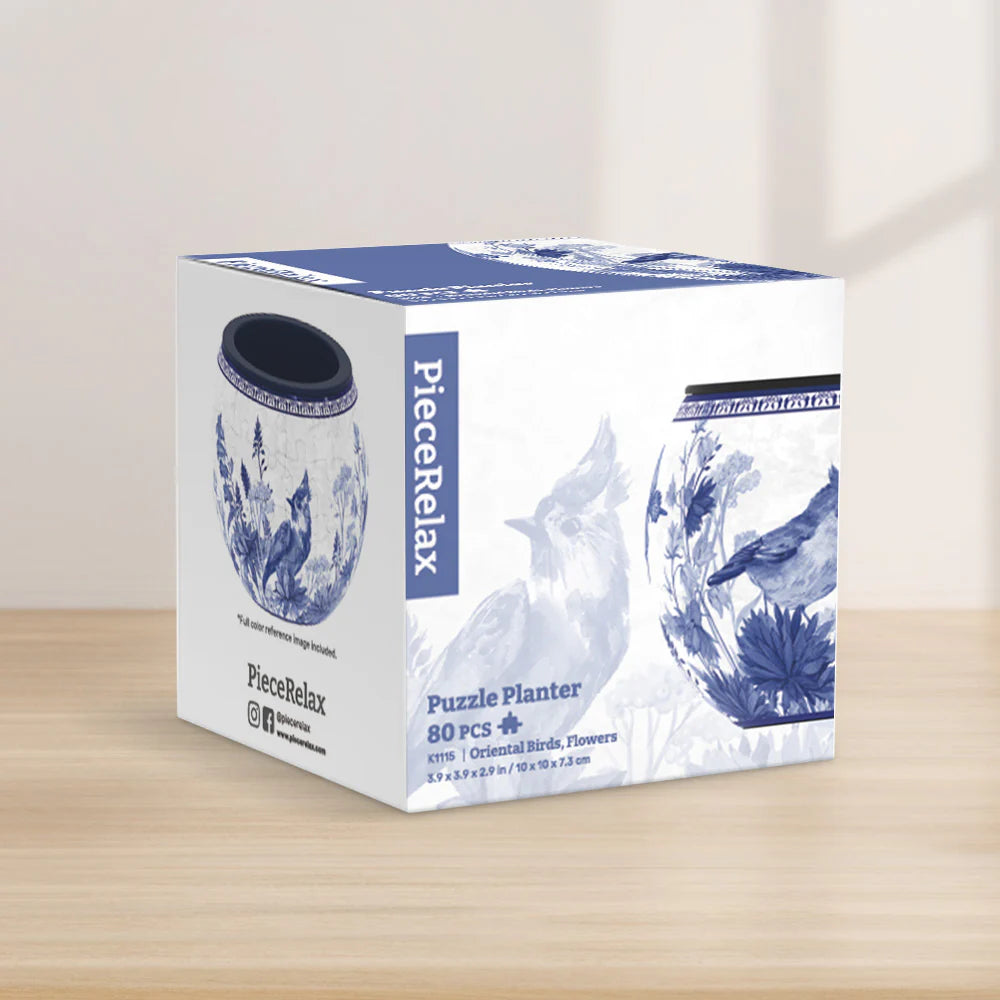 Oriental Birds and Flowers - Puzzle Pot