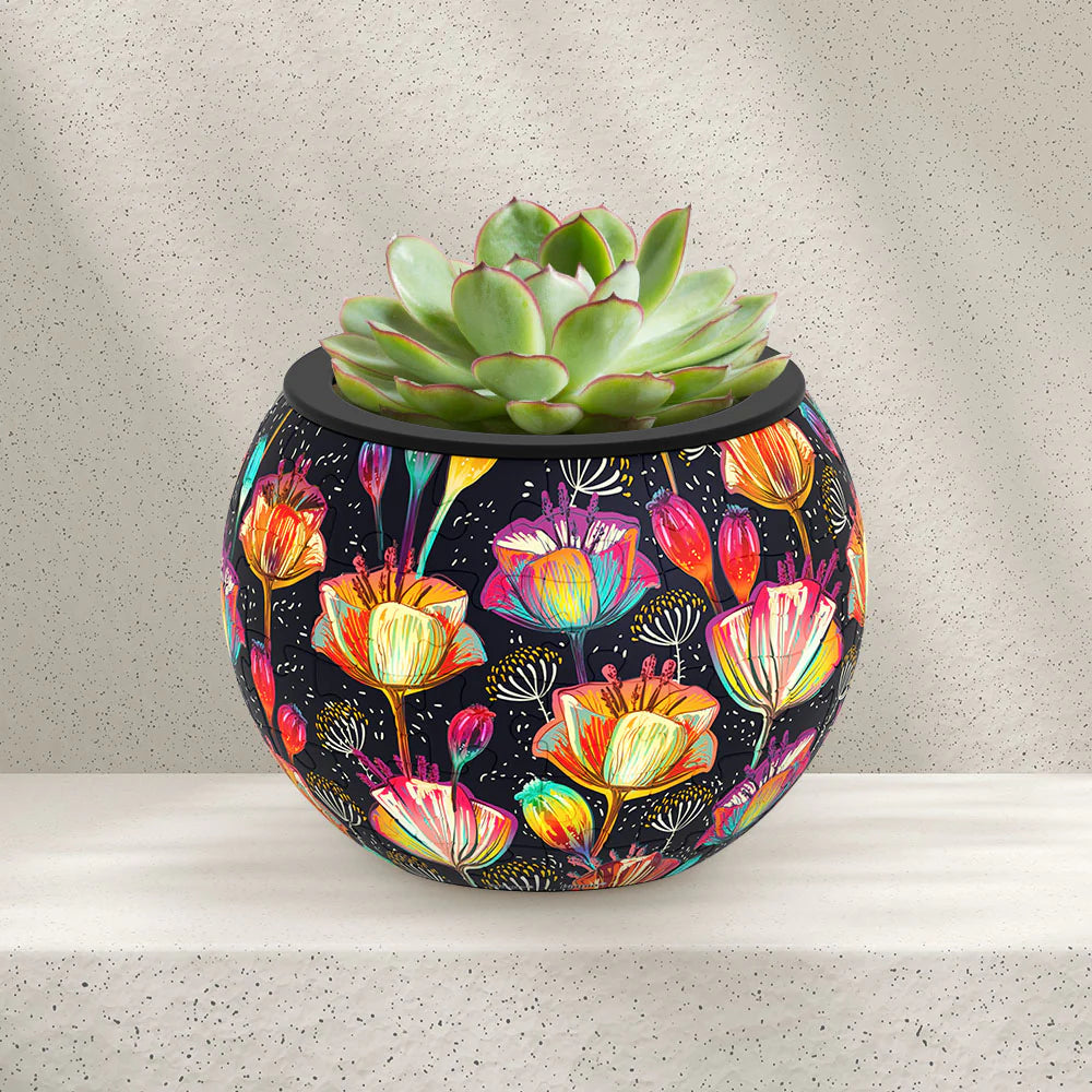 Colorful Poppies - Puzzle Pot
