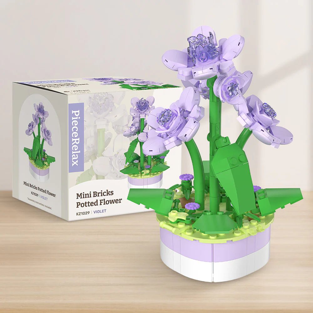 Mini Bricks Potted Flower - Violet