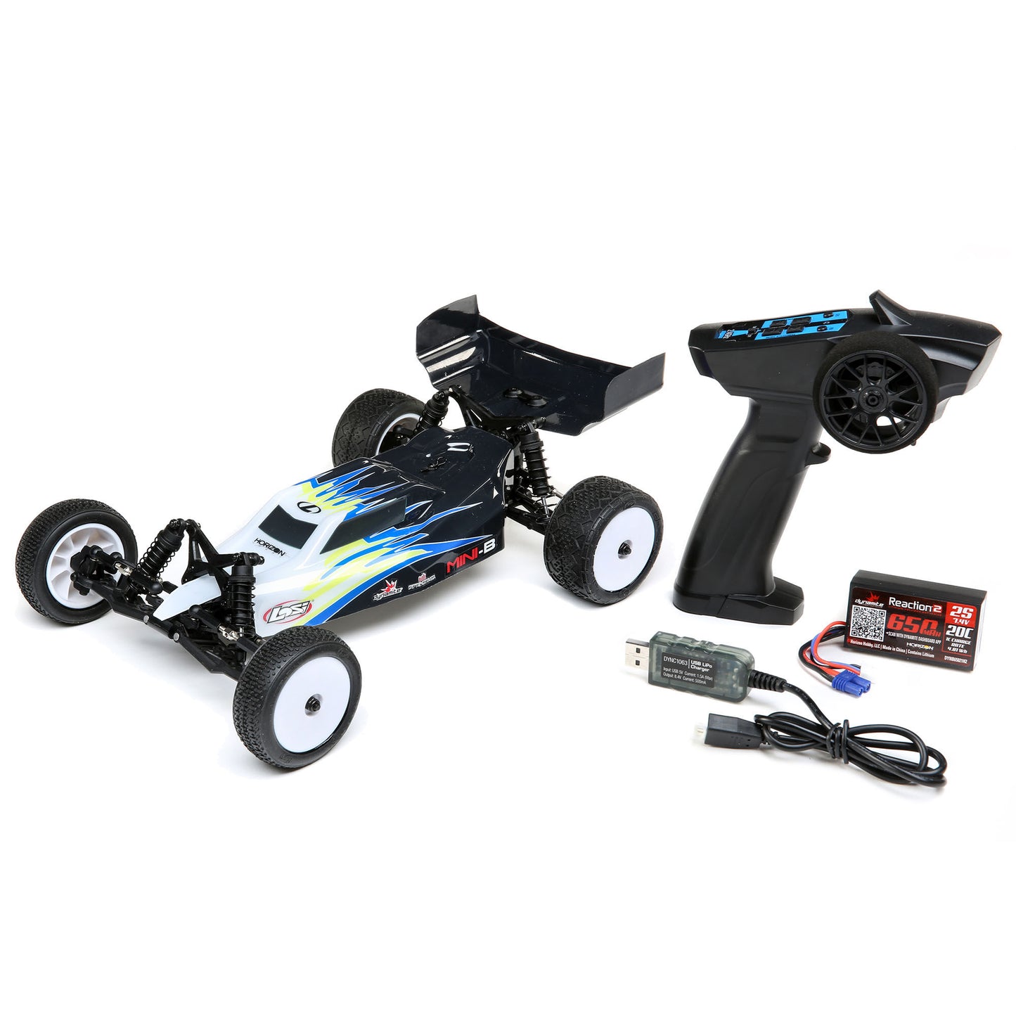 Mini-B 2WD Buggy Brushed RTR, Black/White