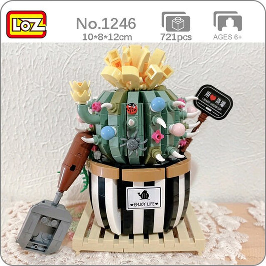 Potted Round Cactus - Building Bricks Eternal Plant Set