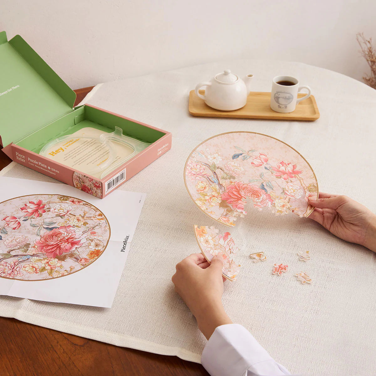 Peony Blossom Elegance - Puzzle Plate