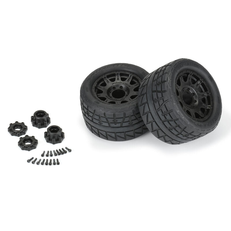 3.8" Menace BELTED Tires on Black Rem Hex Wheels (x2)