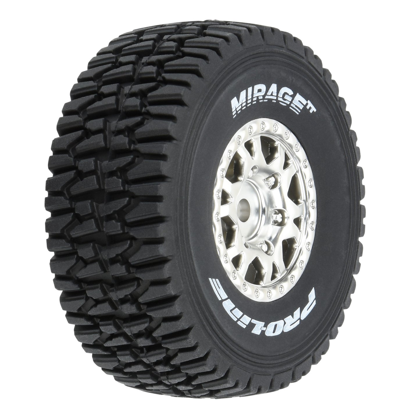 Mirage TT F/R Tires Mounted 12mm Hex Satin Silver Impulse (x4) for Mojave Grom