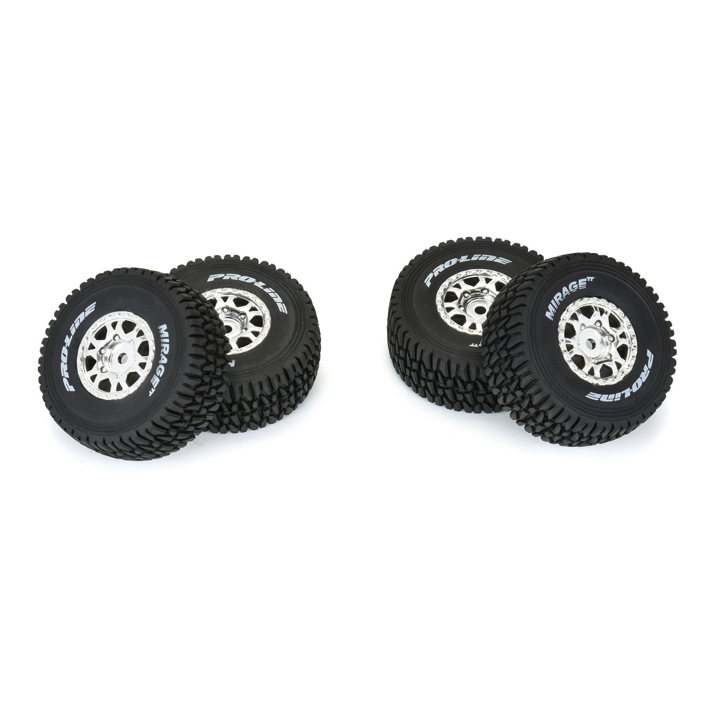 Mirage TT F/R Tires Mounted 12mm Hex Satin Silver Impulse (x4) for Mojave Grom