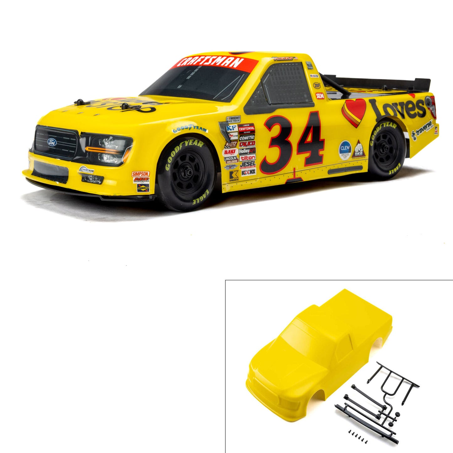1/12 Layne Riggs #34 Love Yellow Body: Losi NASCAR