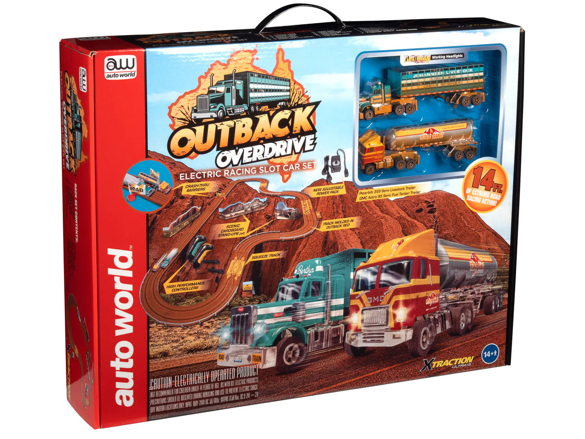 Overdrive Racing Set Auto World Outback Overdrive 14' Slot Race Set – Chris's House