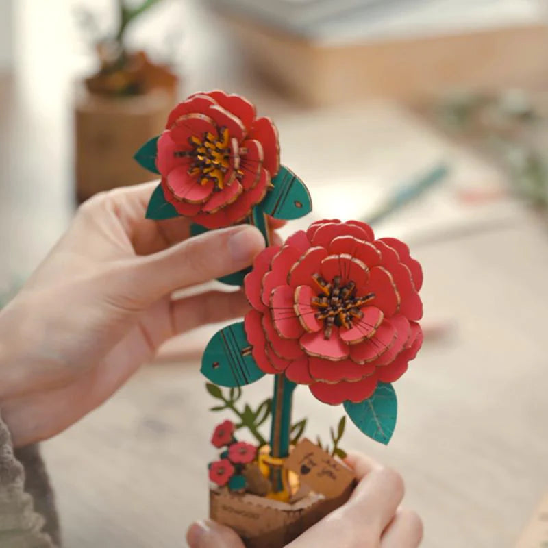 Red Camellia | Rowood TW031 Wooden Flower