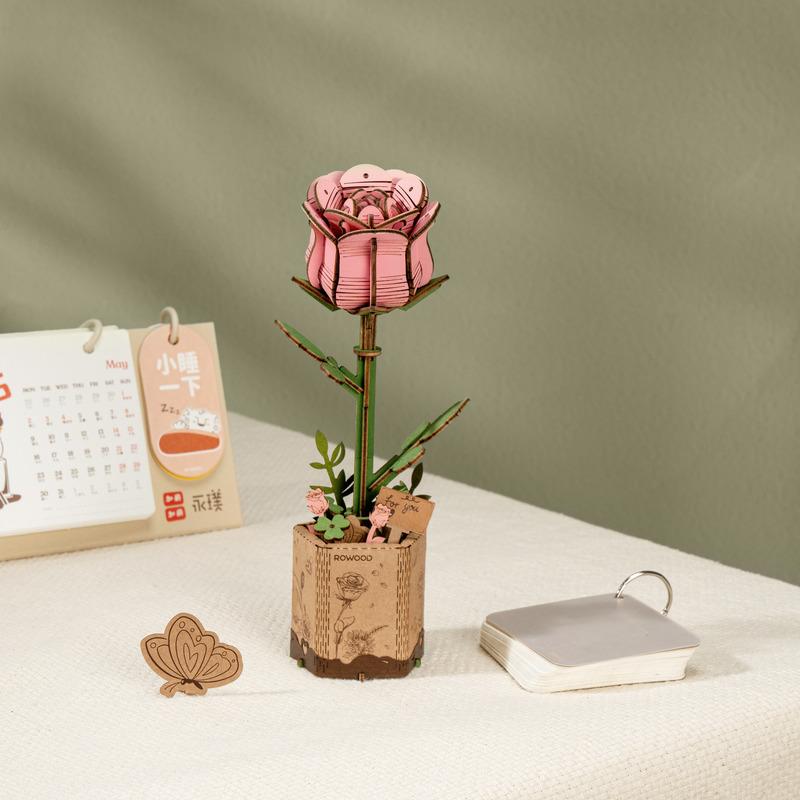 Pink Rose | Rowood TW041 Wooden Flower