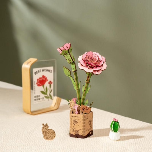 Pink Carnation | Rowood TW051 Wooden Flower