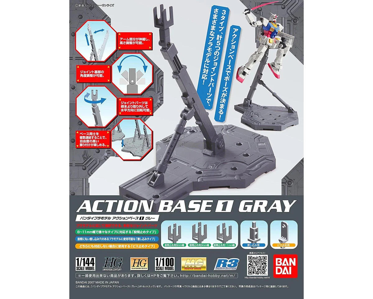 Action Base 1 Display Stand (Grey) For Gundam Model Kits