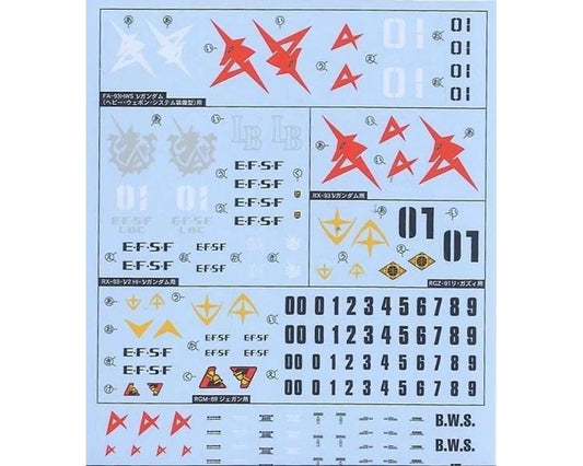 GD-71 HGUC Gundam Char's Counter Attack (EFSF) Waterslide Decal