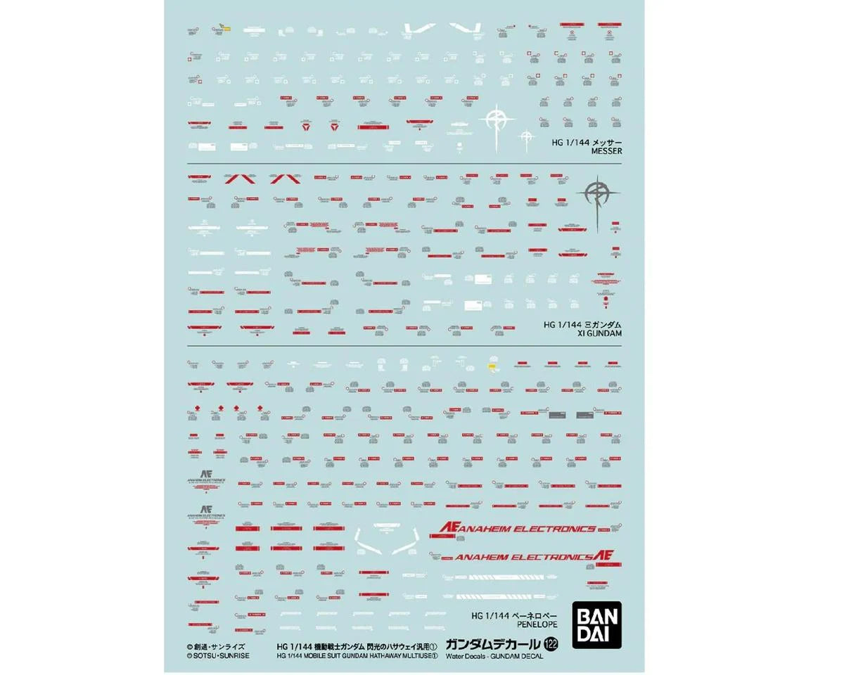 GD-122 Gundam Hathaway Mobile Suit Multi-Use #1 Waterslide Decal