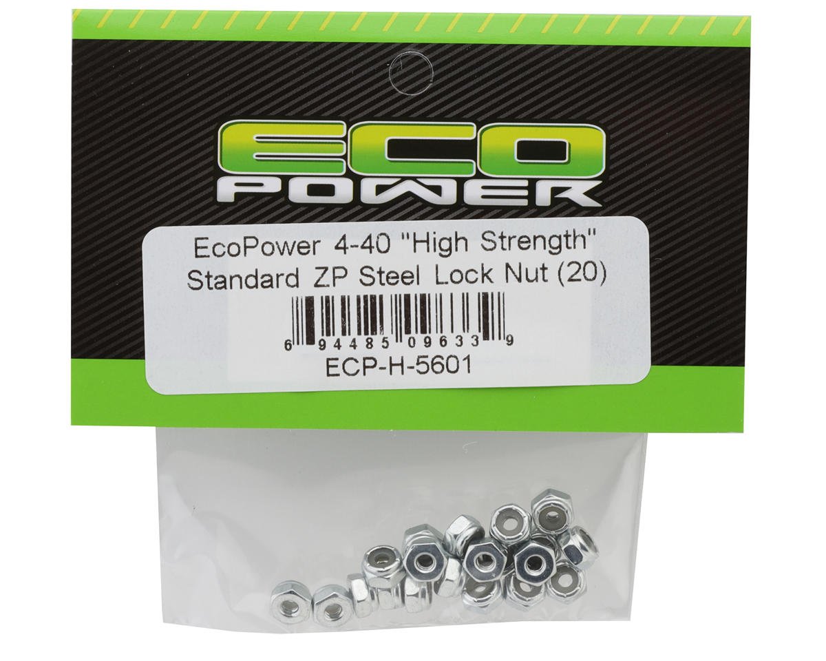 4-40 "High Strength" Standard ZP Steel Lock Nuts (20)