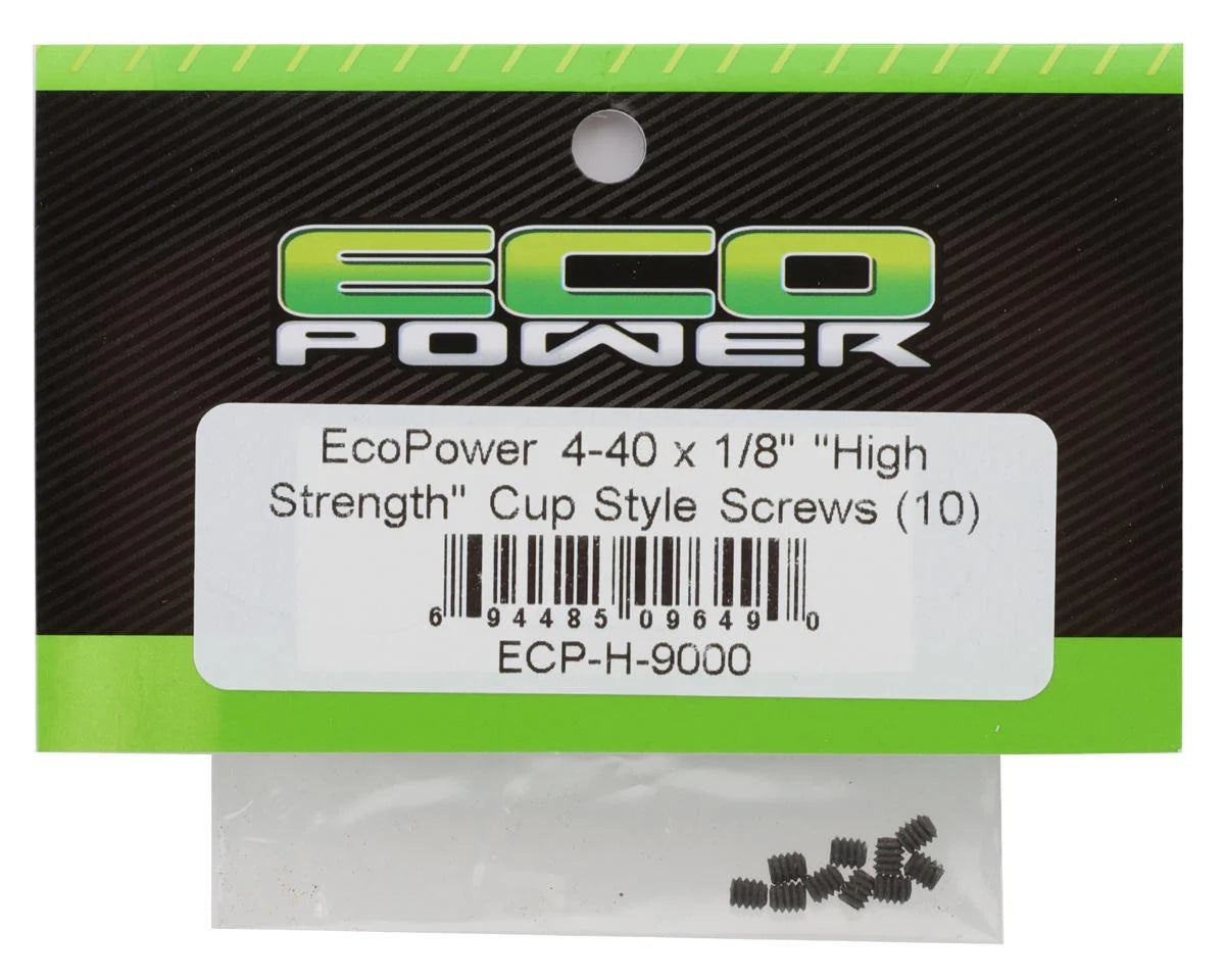 EcoPower 4-40 "High Strength" Cup Style Set Screws (10) (4-40x1/8")