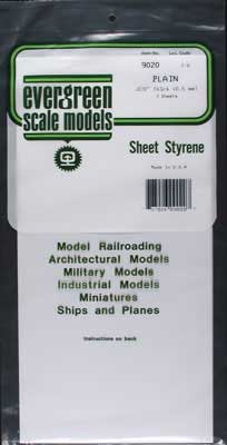 Polystyrene Plain Sheet .020 6x12 (x3)