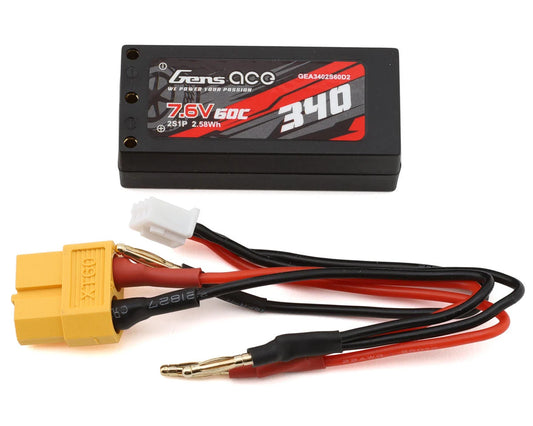 2S 60C Hardcase Shorty LiHV Battery (7.6V/340mAh) w/2mm Bullets