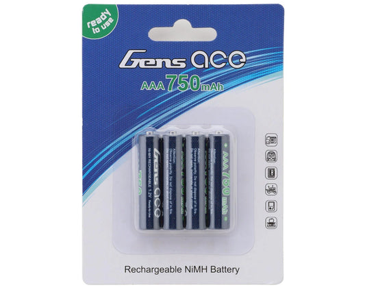 Gens Ace High Power Rechargeable AAA NIMH Batteries (1.2V/750mAh) (4) (Mini-Z)