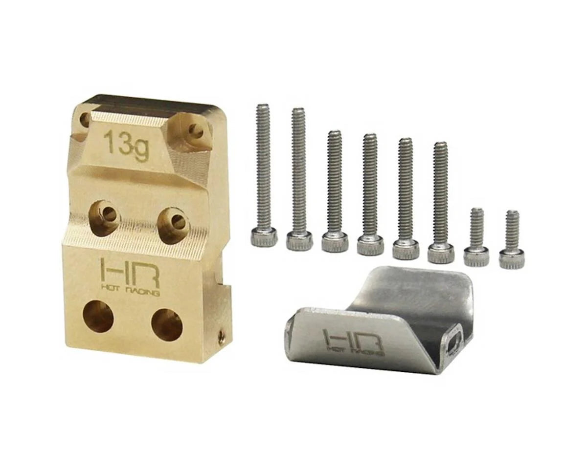SCX24 Brass Differential Cover w/ Stainless Axle Skid Plate - 13g